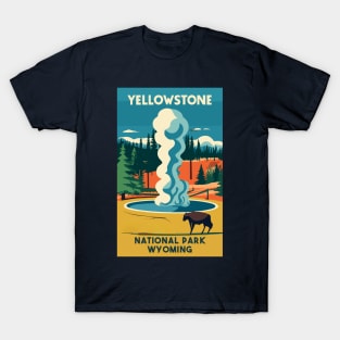 A Vintage Travel Art of the Yellowstone National Park - US T-Shirt